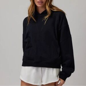 Spiritual Gangster Dolman Patchwork Crop Black Hoodie Sweatshirt size large